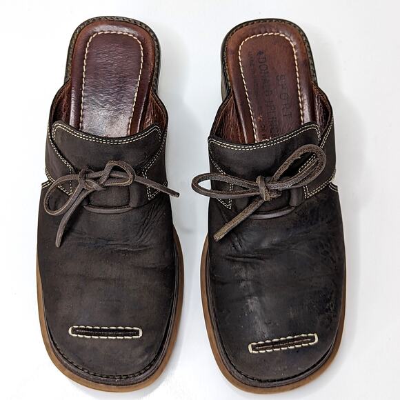 Vintage Y2K Donald J. Pliner Clogs Heels Square Toe Brown Suede Bow Preppy VTG 7 - Picture 2 of 11